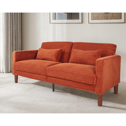 Couch Sofa, Corduroy Fabric Couches Loveseat Furniture with 2 Pillows for Living Room, Bedroom