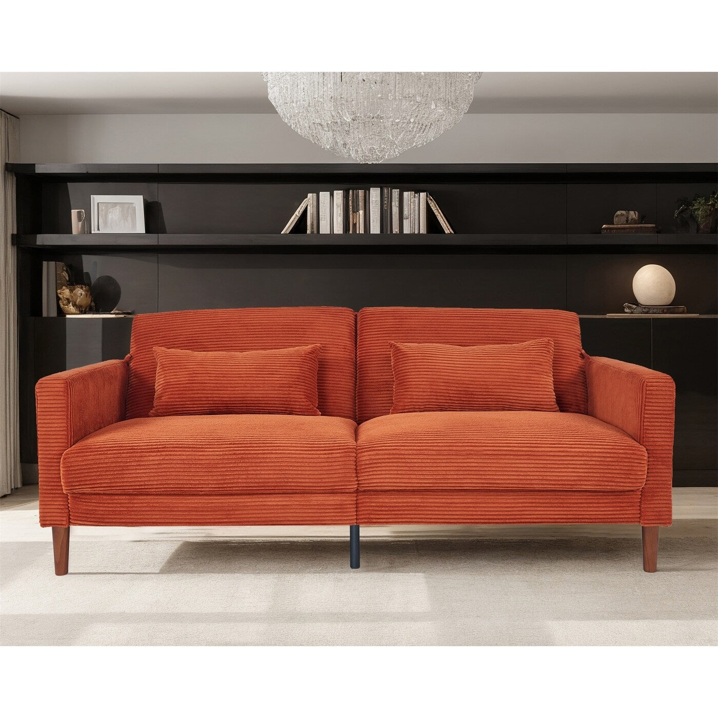 Couch Sofa, Corduroy Fabric Couches Loveseat Furniture with 2 Pillows for Living Room, Bedroom