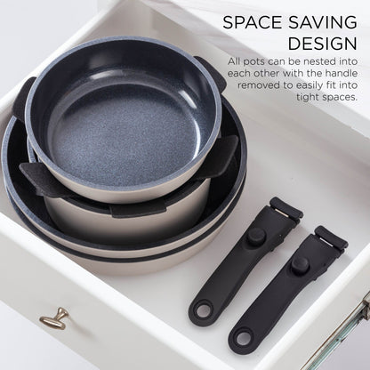 Country Kitchen 16 Piece RV Cookware Set Ceramic with Removable Handle Oven Safe