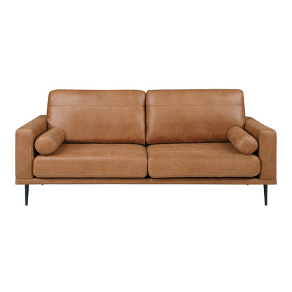 Coxi Sofa with 2 Bolster Pillows, Soft Brown Microfiber, 82 Inch