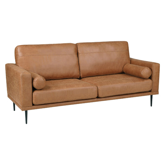 Coxi Sofa with 2 Bolster Pillows, Soft Brown Microfiber, 82 Inch