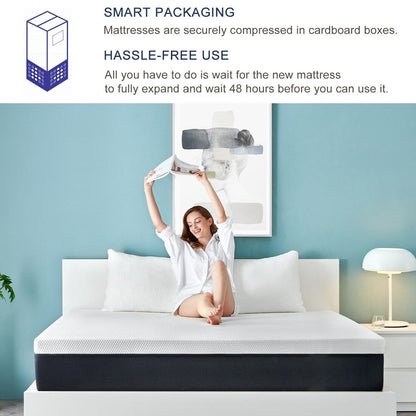 Stiku 10 Size Medium Plush Mattress Gel Memory Foam Bed-in-a-Box,Low Motion Transper