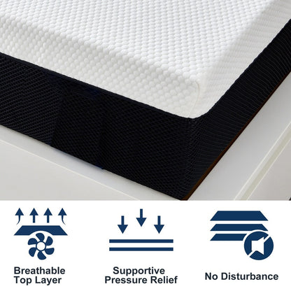 Stiku 10 Size Medium Plush Mattress Gel Memory Foam Bed-in-a-Box,Low Motion Transper