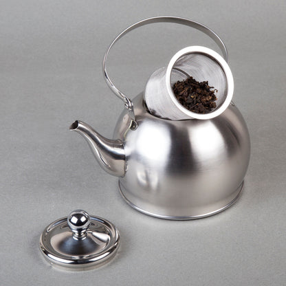 Creative Home Royal-Tea 1.0 Quart Stainless Steel Tea Kettle with with Removable Infuser Basket and Folding Handle