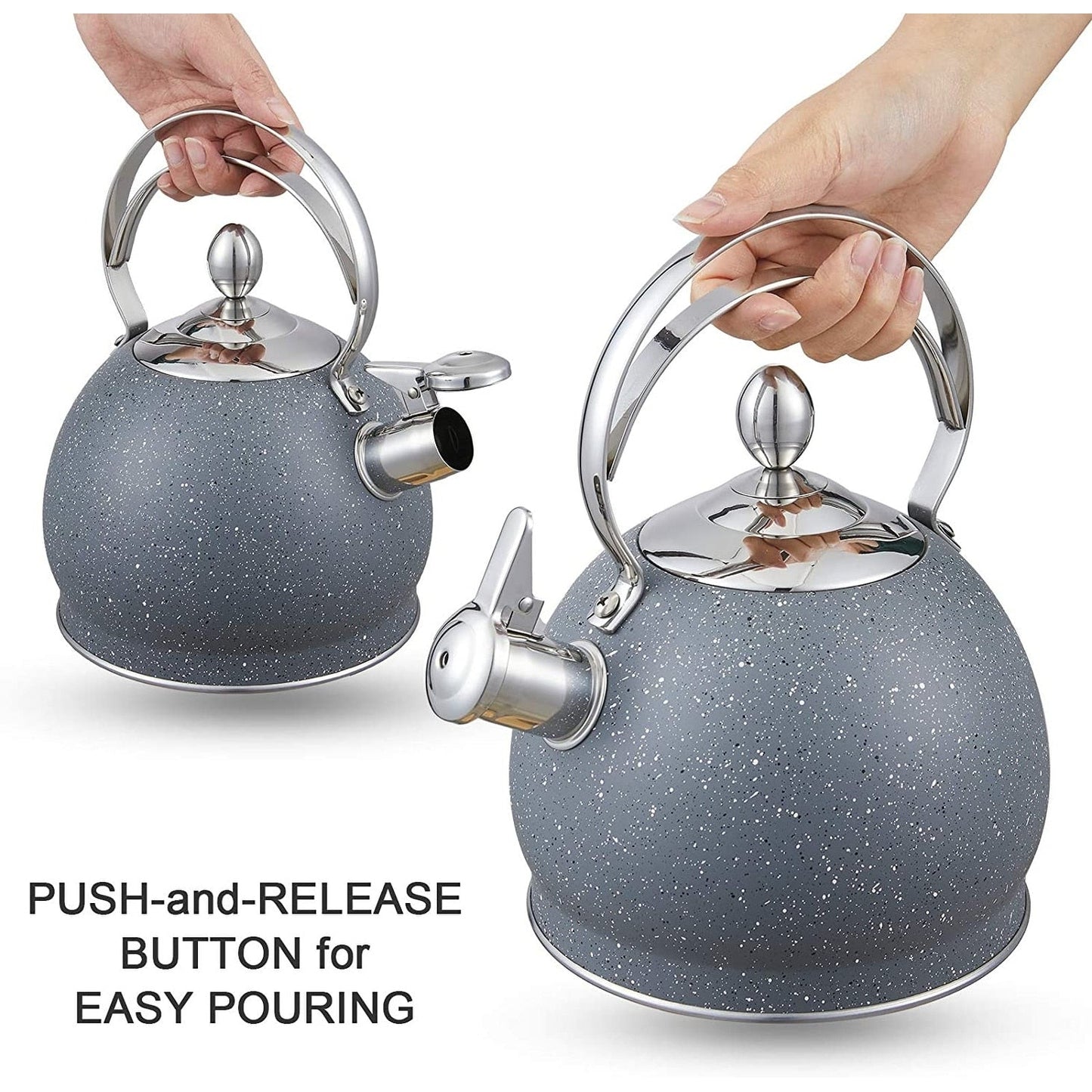 Creative Home 2.5 Qt. Stainless Steel Whistling Tea Kettle, Opaque Gray - 2.5 Quarts