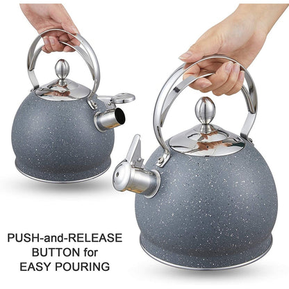Creative Home 2.5 Qt. Stainless Steel Whistling Tea Kettle, Opaque Gray - 2.5 Quarts