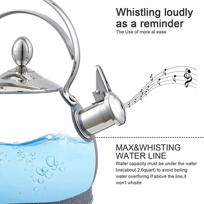 Creative Home 2.5 Qt. Stainless Steel Whistling Tea Kettle, Opaque Gray - 2.5 Quarts