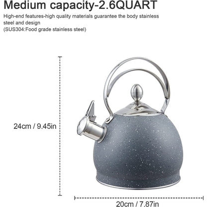 Creative Home 2.5 Qt. Stainless Steel Whistling Tea Kettle, Opaque Gray - 2.5 Quarts