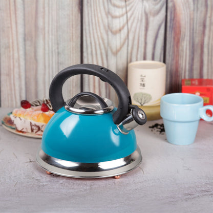 Creative Home Alexa 3.0 Quart Stainless Steel Whistling Tea Kettle with Aluminum Capsulated Bottom, Aqua Color