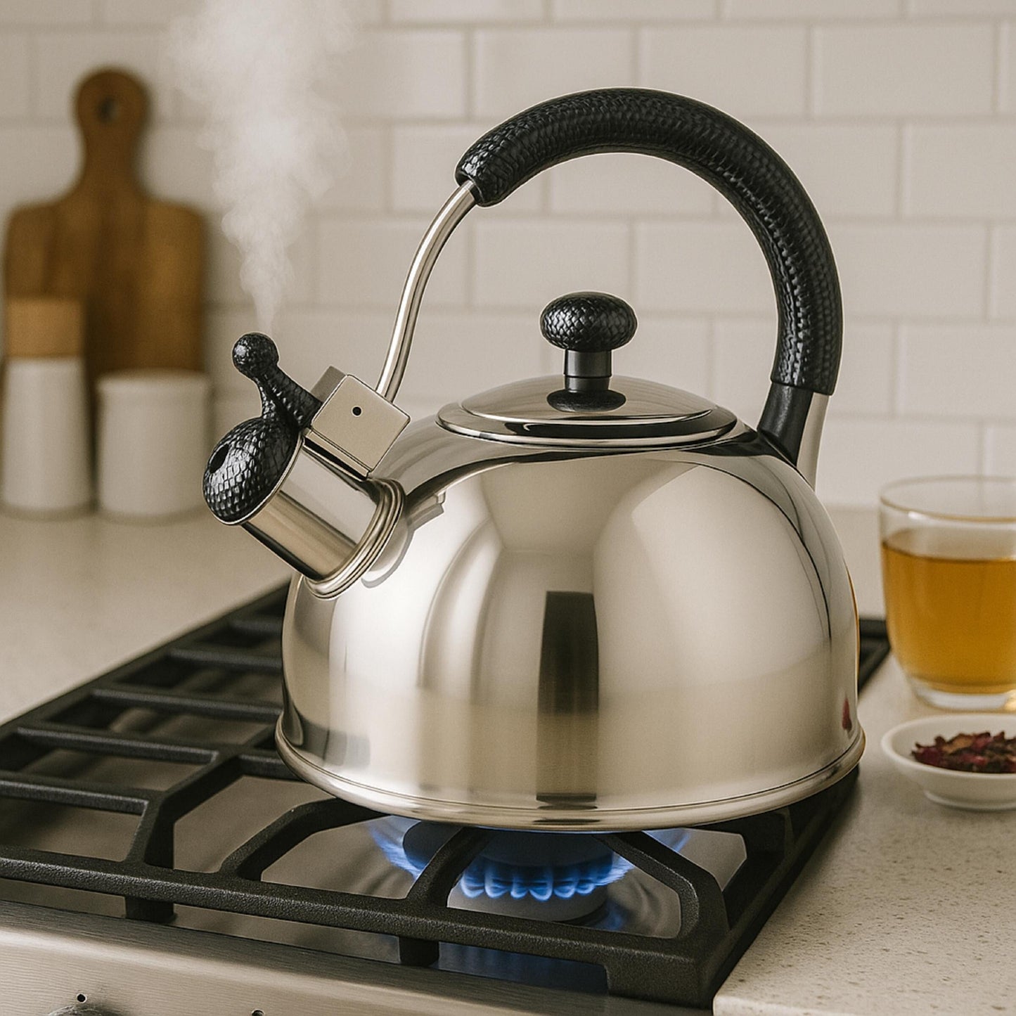 Creative Home Cobra 2.7 Quart Stainless Steel Whistling Tea Kettle with Aluminum Capsulated Bottom