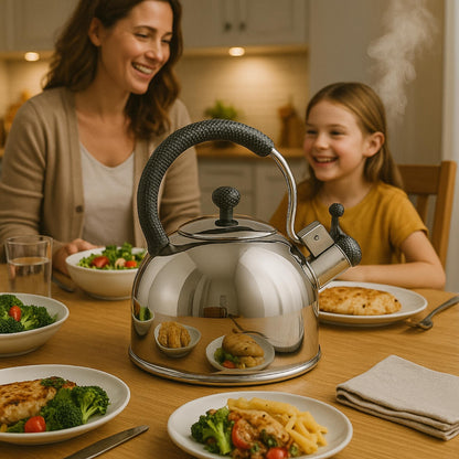 Creative Home Cobra 2.7 Quart Stainless Steel Whistling Tea Kettle with Aluminum Capsulated Bottom