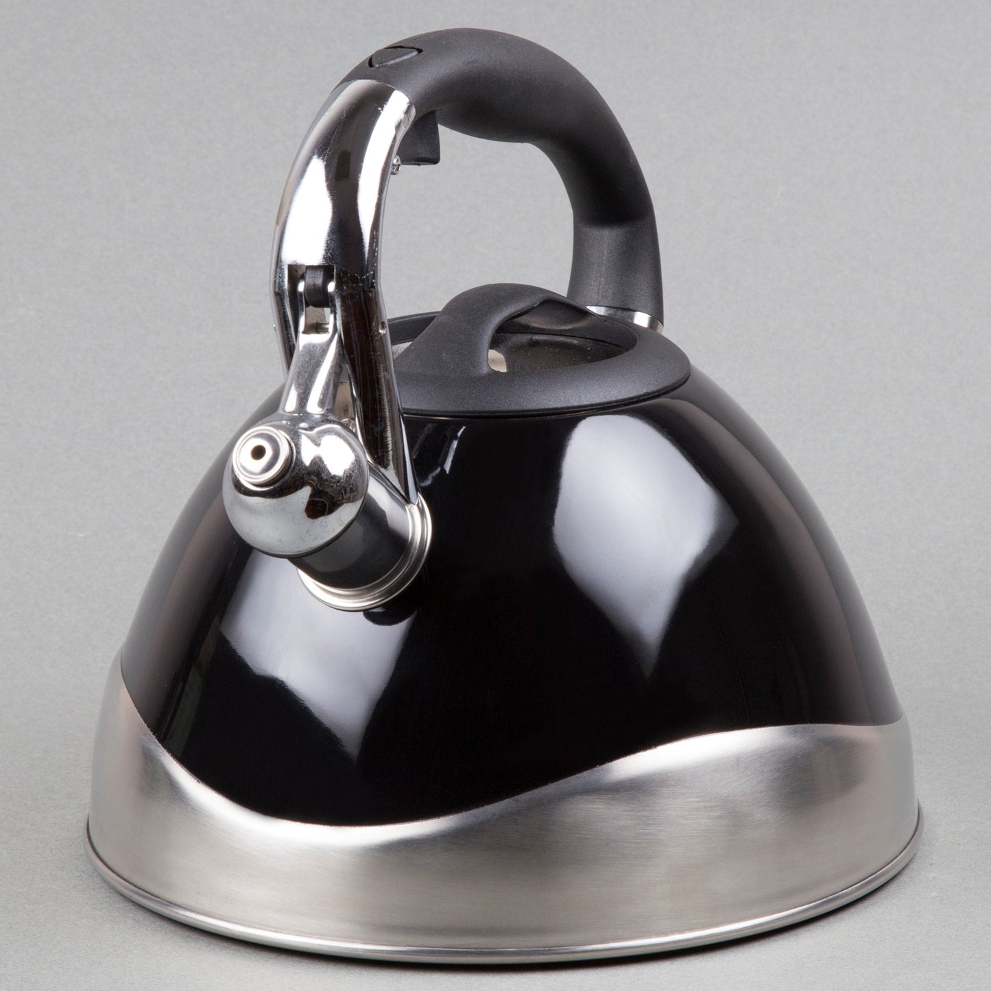 Creative Home Crescendo 3.1 Quart Stainless Steel Whistling Tea Kettle with Aluminum Capsulated Bottom, Black Color
