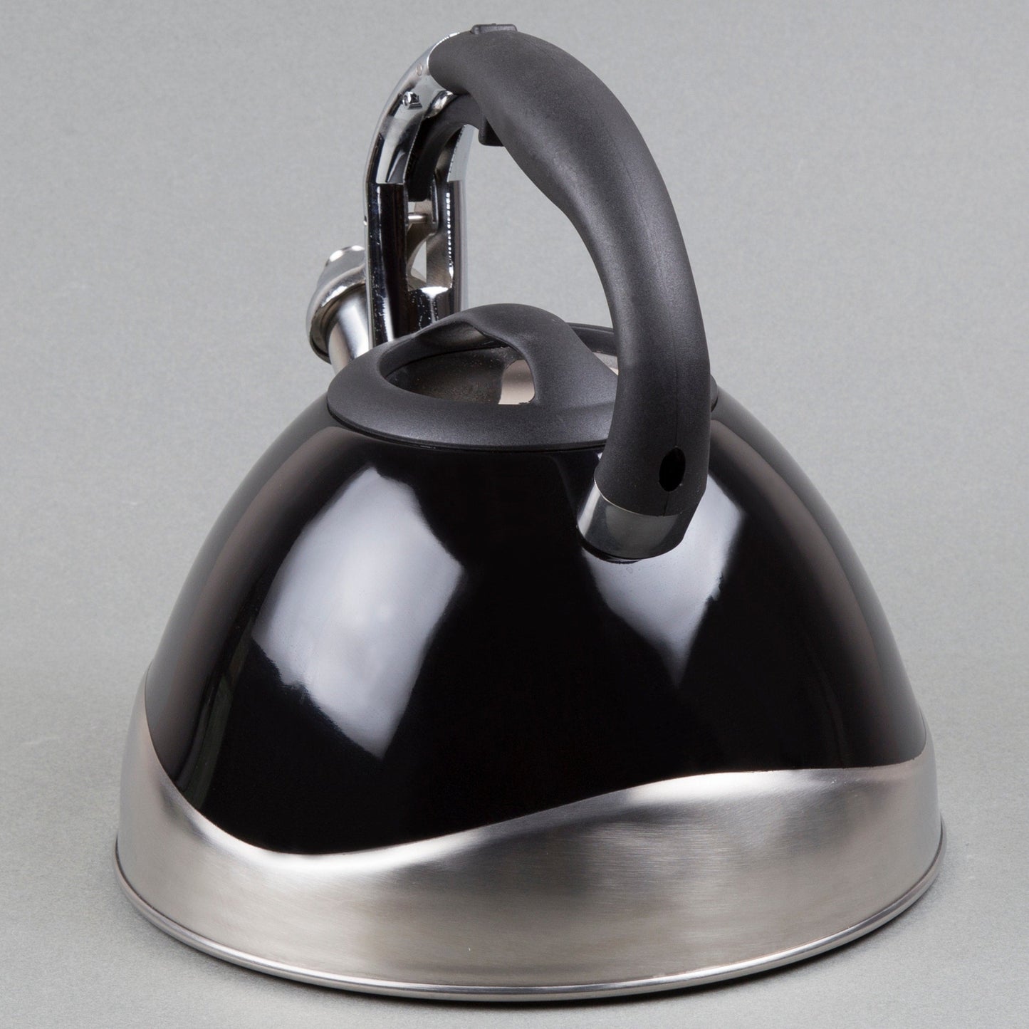 Creative Home Crescendo 3.1 Quart Stainless Steel Whistling Tea Kettle with Aluminum Capsulated Bottom, Black Color