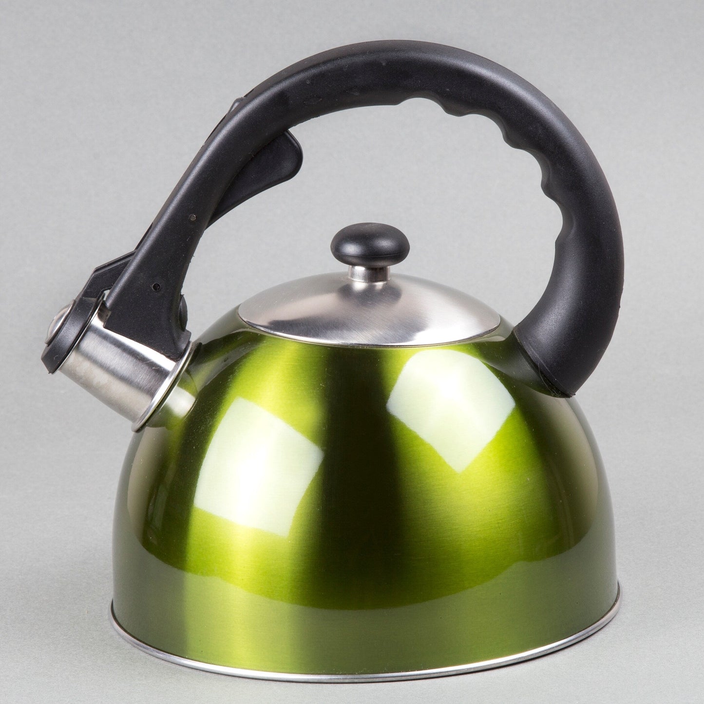 Creative Home Satin Splendor 2.8 Quart Stainless Steel Whistling Tea Kettle with Aluminum Capsulated Bottom, Metallic Chartreuse