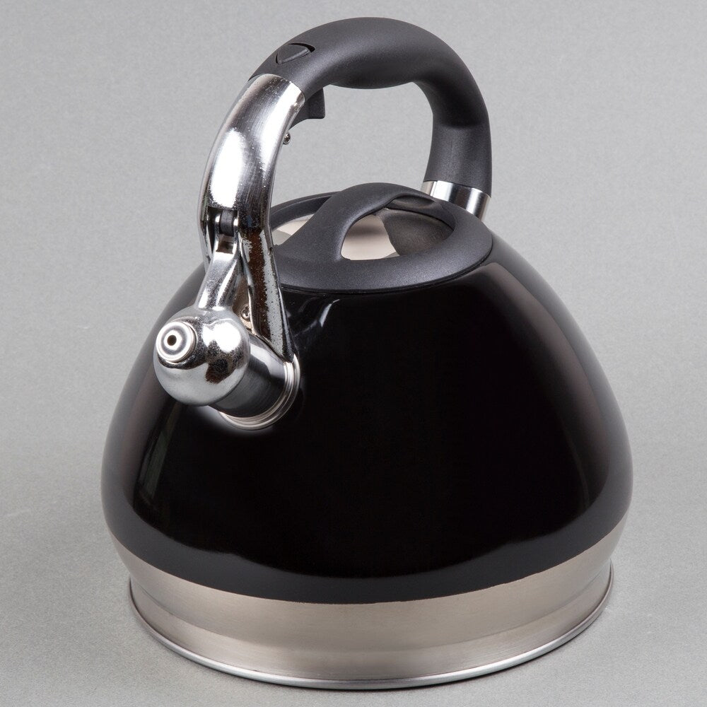 Creative Home Triumph 3.5 Quart Stainless Steel Whistling Tea Kettle with Aluminum Capsulated Bottom, Black Color