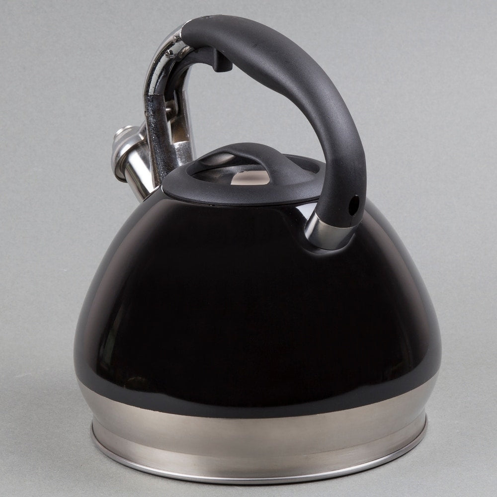 Creative Home Triumph 3.5 Quart Stainless Steel Whistling Tea Kettle with Aluminum Capsulated Bottom, Black Color