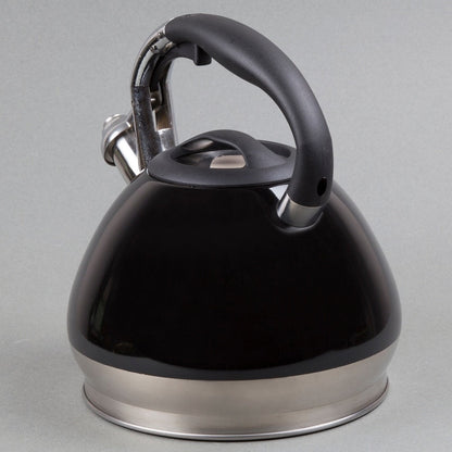 Creative Home Triumph 3.5 Quart Stainless Steel Whistling Tea Kettle with Aluminum Capsulated Bottom, Black Color