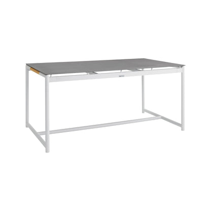 Crown 5 Piece Aluminum and Teak Outdoor Dining Set with Grey Fabric