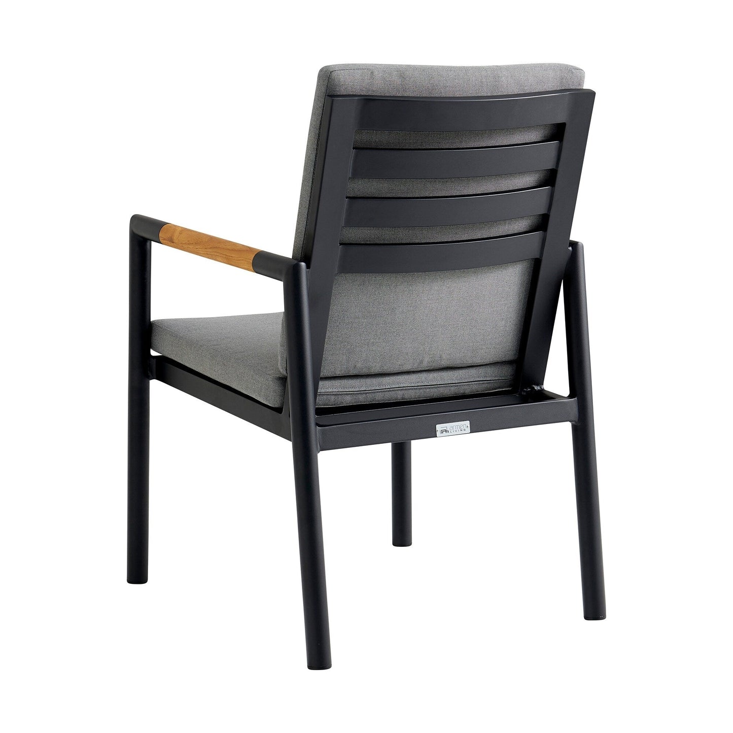 Crown 5 Piece Aluminum and Teak Outdoor Dining Set with Grey Fabric