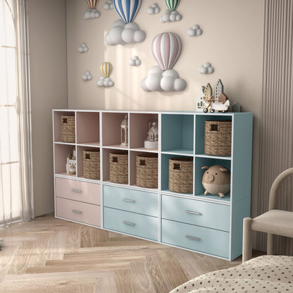 DH BASIC Modern Wood Customizable Stackable Storage Organizer - Cube Shelves, Drawer Cabinet, Bookcase with Doors by Denhour