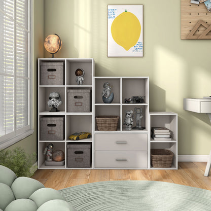 DH BASIC Modern Wood Customizable Stackable Storage Organizer - Cube Shelves, Drawer Cabinet, Bookcase with Doors by Denhour