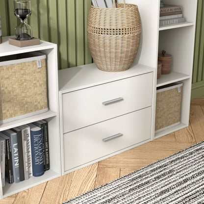 DH BASIC Modern Wood Customizable Stackable Storage Organizer - Cube Shelves, Drawer Cabinet, Bookcase with Doors by Denhour