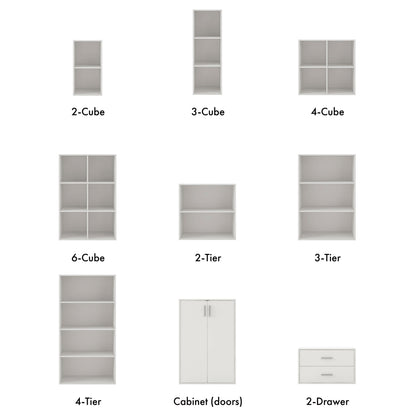DH BASIC Modern Wood Customizable Stackable Storage Organizer - Cube Shelves, Drawer Cabinet, Bookcase with Doors by Denhour
