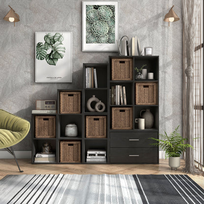 DH BASIC Modern Wood Customizable Stackable Storage Organizer - Cube Shelves, Drawer Cabinet, Bookcase with Doors by Denhour
