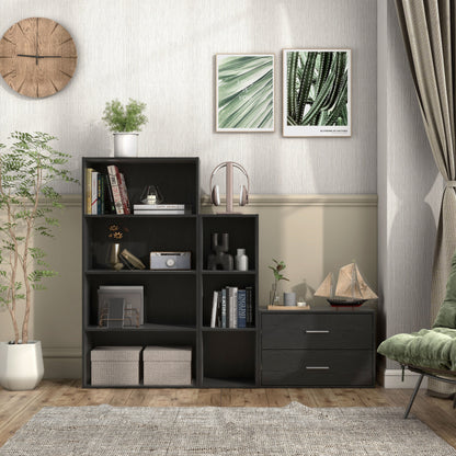 DH BASIC Modern Wood Customizable Stackable Storage Organizer - Cube Shelves, Drawer Cabinet, Bookcase with Doors by Denhour