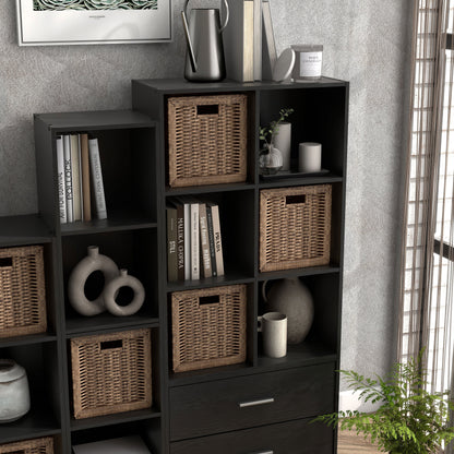 DH BASIC Modern Wood Customizable Stackable Storage Organizer - Cube Shelves, Drawer Cabinet, Bookcase with Doors by Denhour