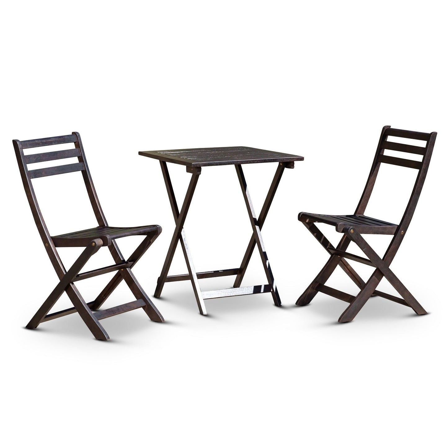 DTY Outdoor Living Twin Lakes 3-Piece Eucalyptus Bistro Set, Square, Natural Oil
