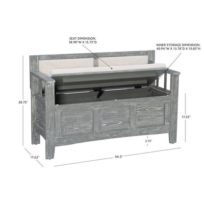Dahlia Wood Flip Top Storage Entryway Bench