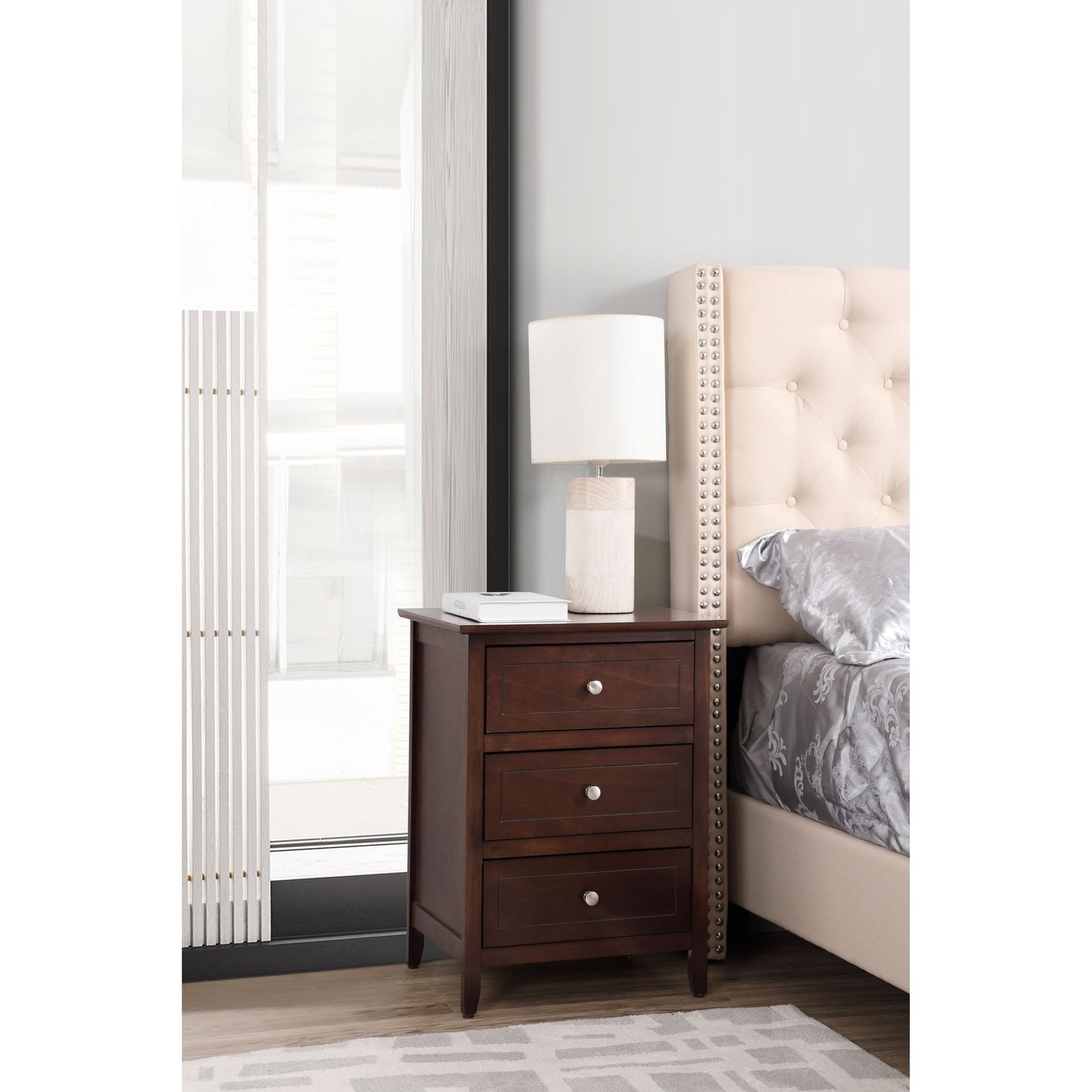 Daniel 3-drawer Transitional Wooden Nightstand
