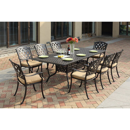 Darlee Ocean View Antique Bronze Cast Aluminum Rectangular 9-piece Dining Set