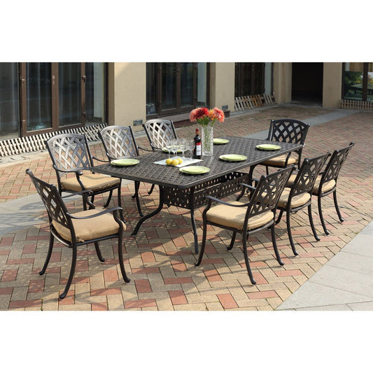 Darlee Ocean View Antique Bronze Cast Aluminum Rectangular 9-piece Dining Set