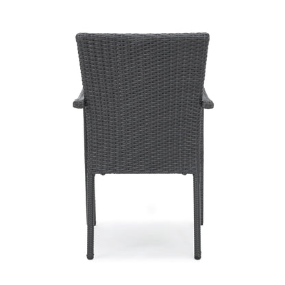 Davenport Outdoor 9 Piece Wood and Wicker Expandable Dining Set by Christopher Knight Home
