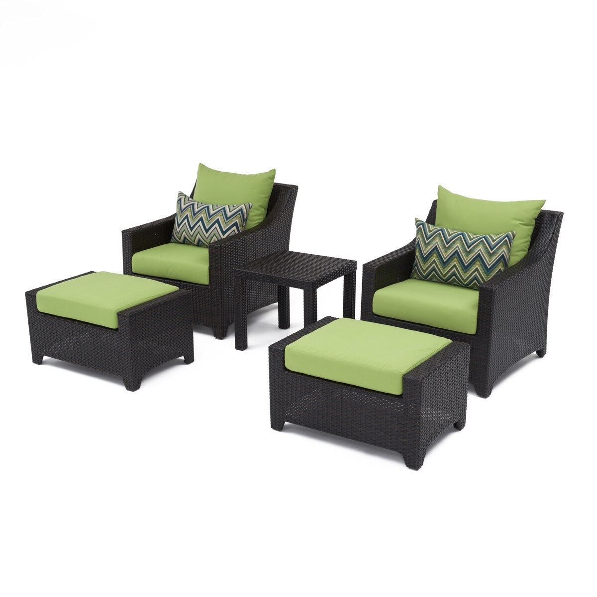 Deco 5 Piece Sunbrella Outdoor Patio Club Chair & Ottoman Set