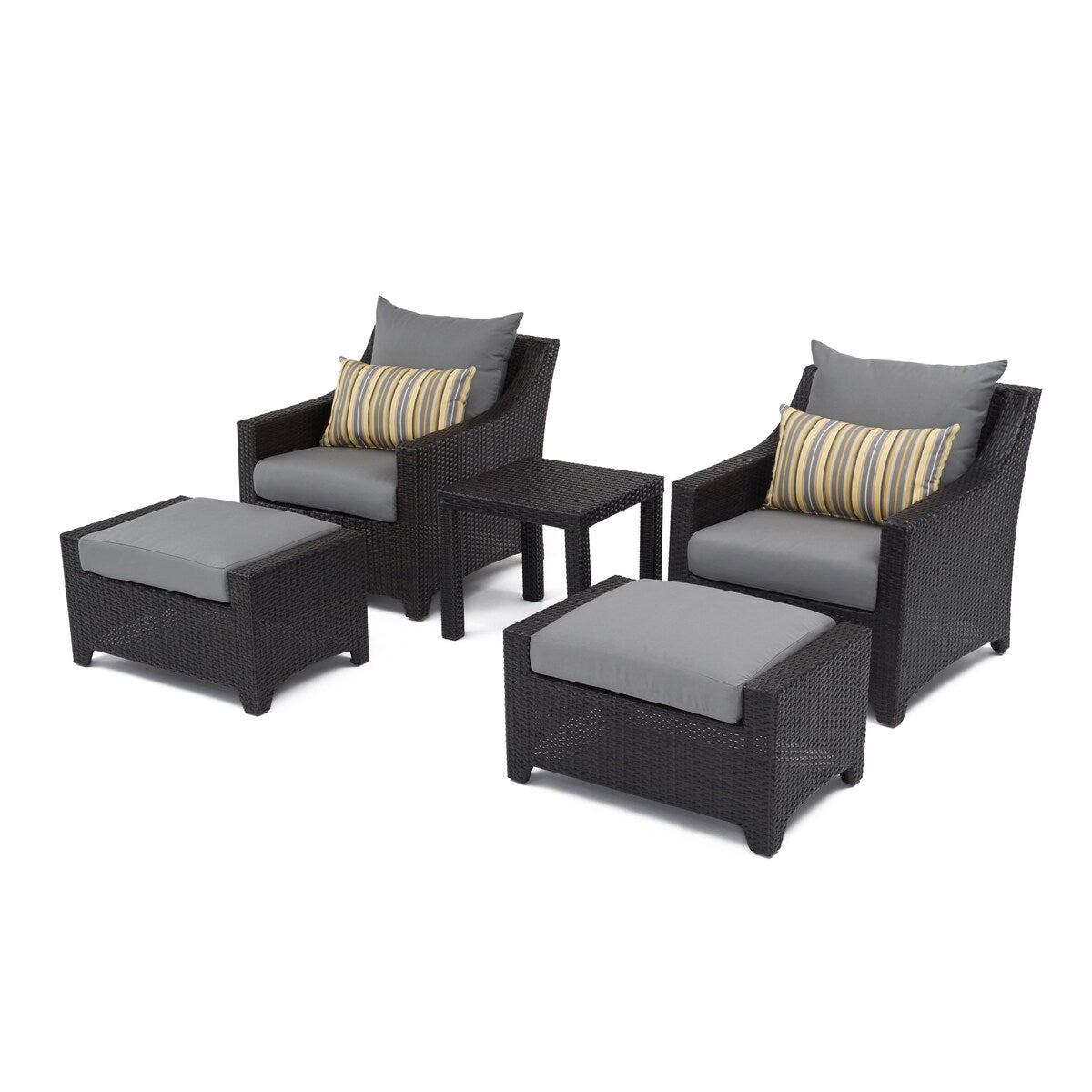 Deco 5 Piece Sunbrella Outdoor Patio Club Chair & Ottoman Set