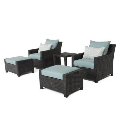 Deco 5 Piece Sunbrella Outdoor Patio Club Chair & Ottoman Set