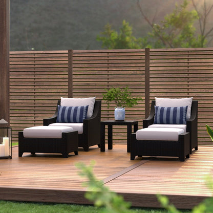 Deco 5 Piece Sunbrella Outdoor Patio Club Chair & Ottoman Set