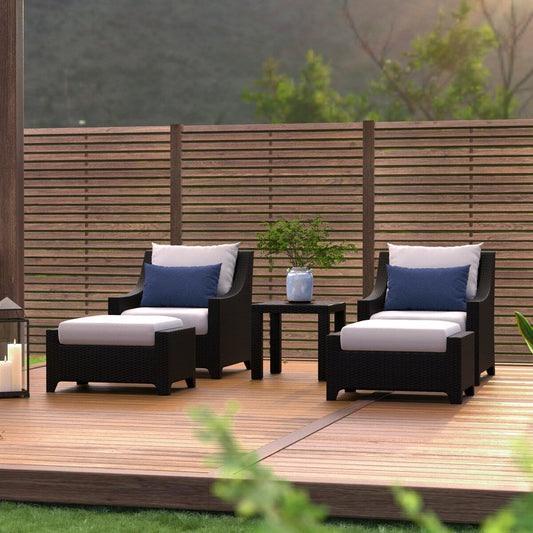 Deco 5 Piece Sunbrella Outdoor Patio Club Chair & Ottoman Set