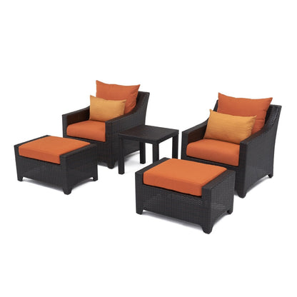 Deco 5 Piece Sunbrella Outdoor Patio Club Chair & Ottoman Set