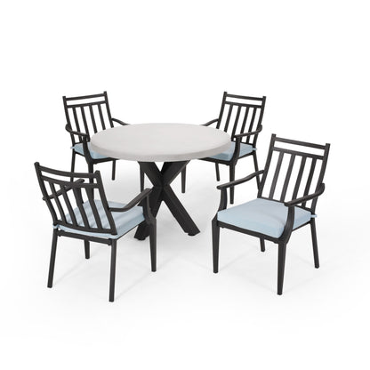 Delmar Outdoor 5 Piece Dining Set with Light Weight Concrete Table by Christopher Knight Home