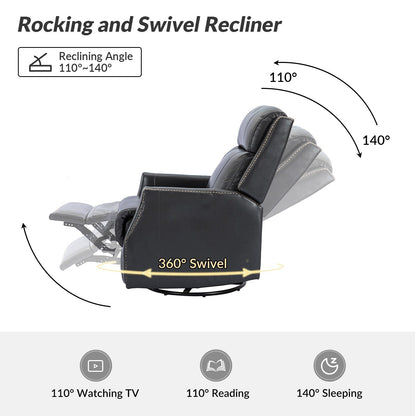 Demeter modern Genuine Leather Swivel Nursery Chair with Nailhead Trims Set of 2 by HULALA HOME