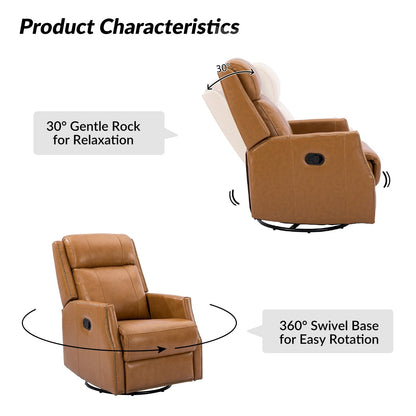 Demeter modern Genuine Leather Swivel Nursery Chair with Nailhead Trims Set of 2 by HULALA HOME