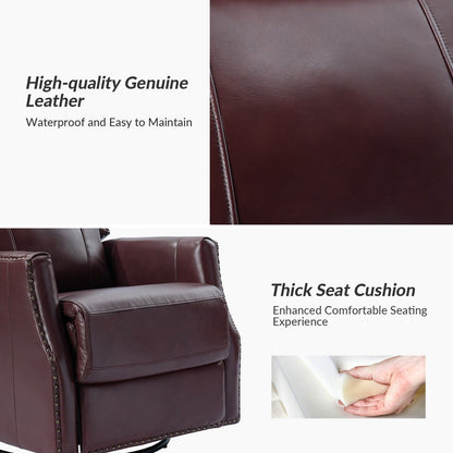 Demeter modern Genuine Leather Swivel Nursery Chair with Nailhead Trims Set of 2 by HULALA HOME