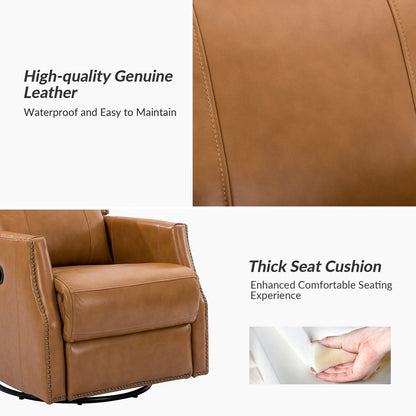 Demeter modern Genuine Leather Swivel Nursery Chair with Nailhead Trims Set of 2 by HULALA HOME