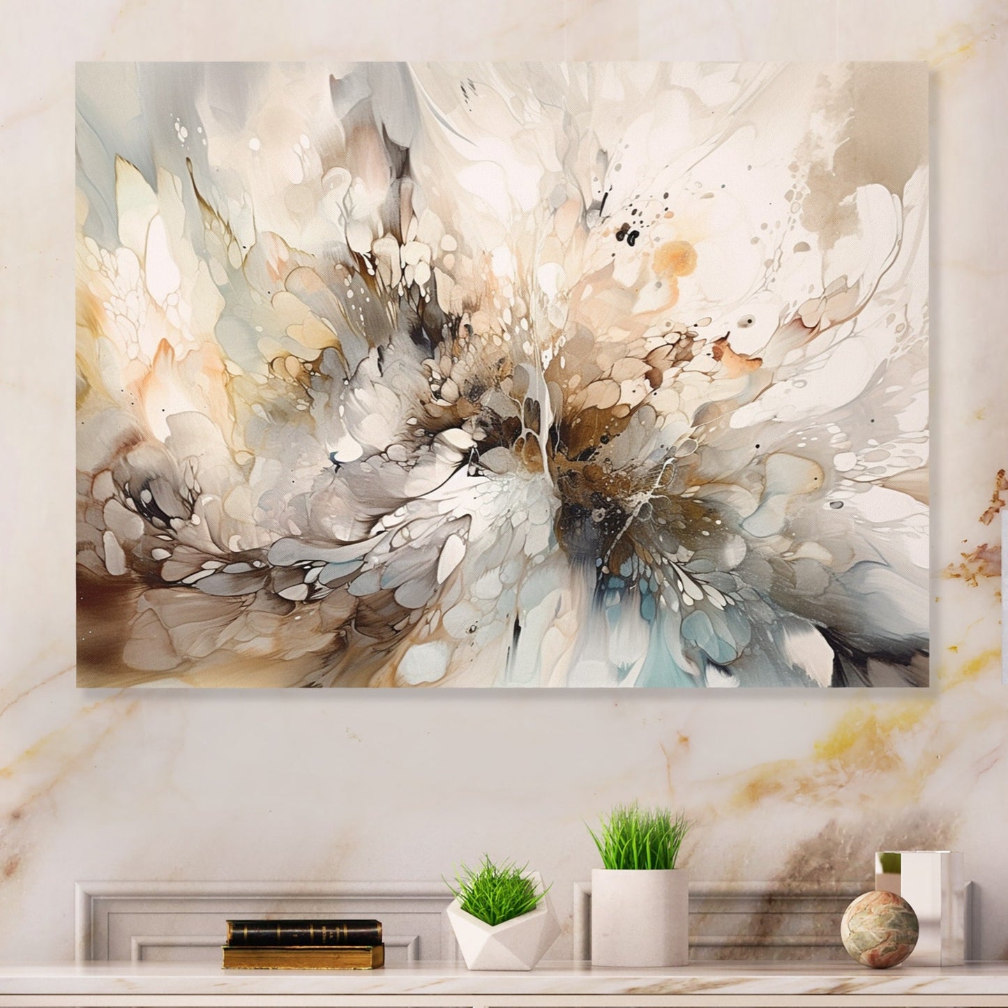 Designart White And Grey Geometric Depths I Modern Geometric Metal Wall Art