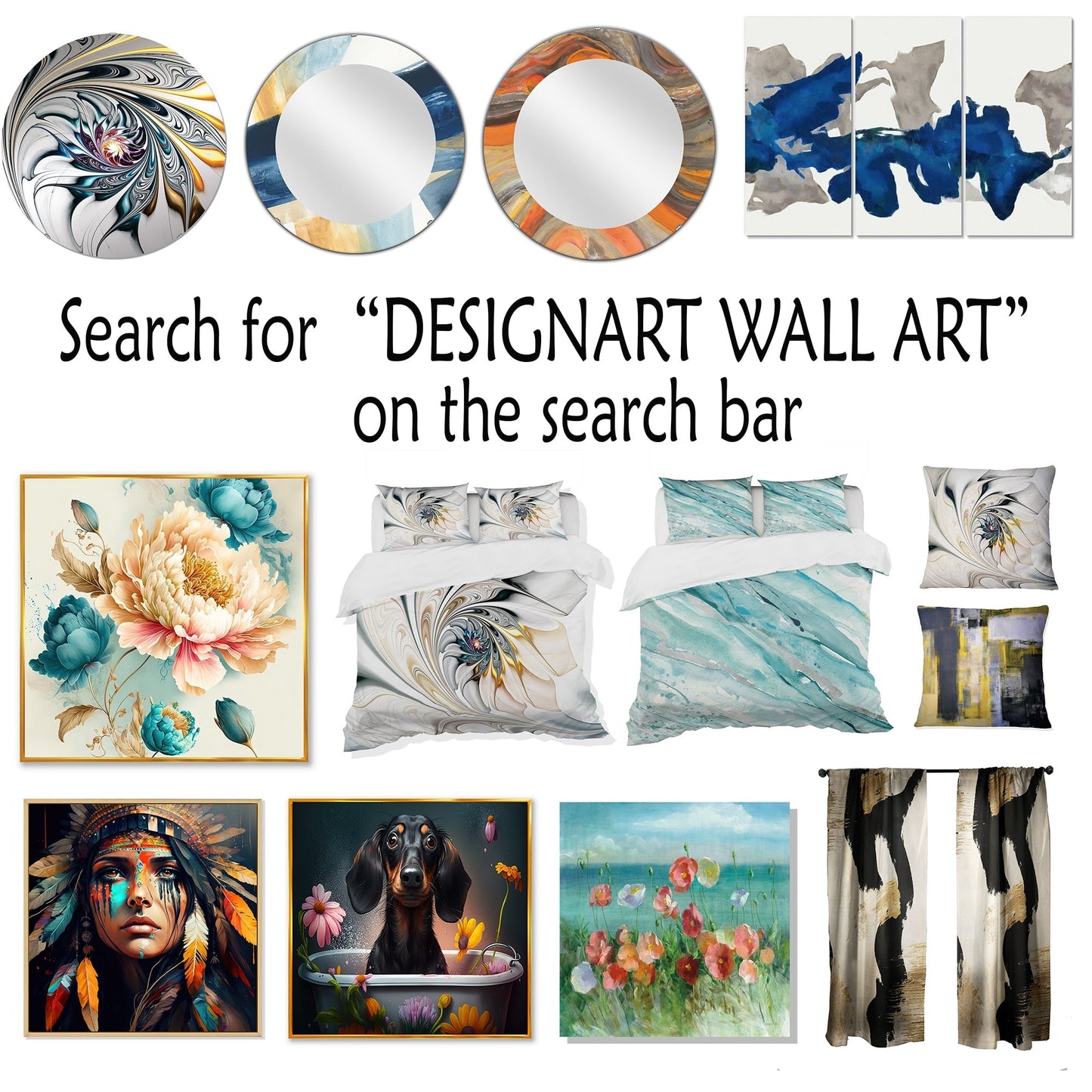 Designart White Botanical Collage Abstract Botanicals Metal Wall Art Living Room