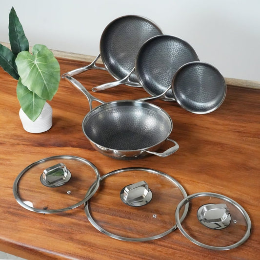 DiamondClad 7pc Hybrid Nonstick Stainless Steel Fry Pan Cookware Set